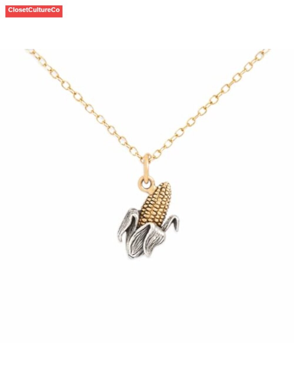 Sterling Silver & Bronze Corn Cob Charm Necklace 14K Gold Filled